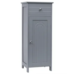 1-Door Freestanding Bathroom Storage Cabinet with Drawer and Adjustable Shelves-Grey
