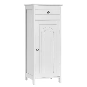 1-Door Freestanding Bathroom Storage Cabinet with Drawer and Adjustable Shelves-White