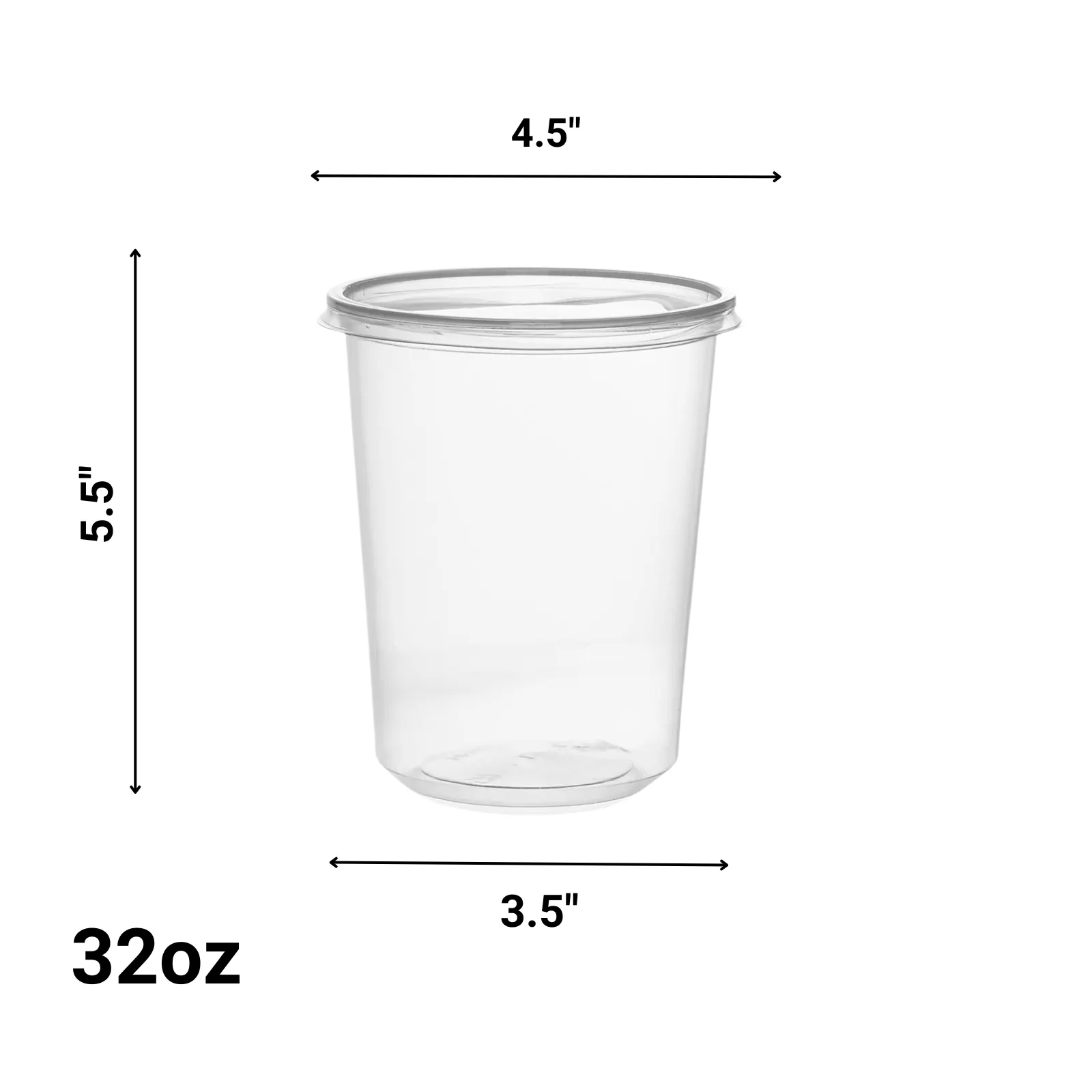 32oz Lightweight Clear Plastic Round Deli Container with Lids