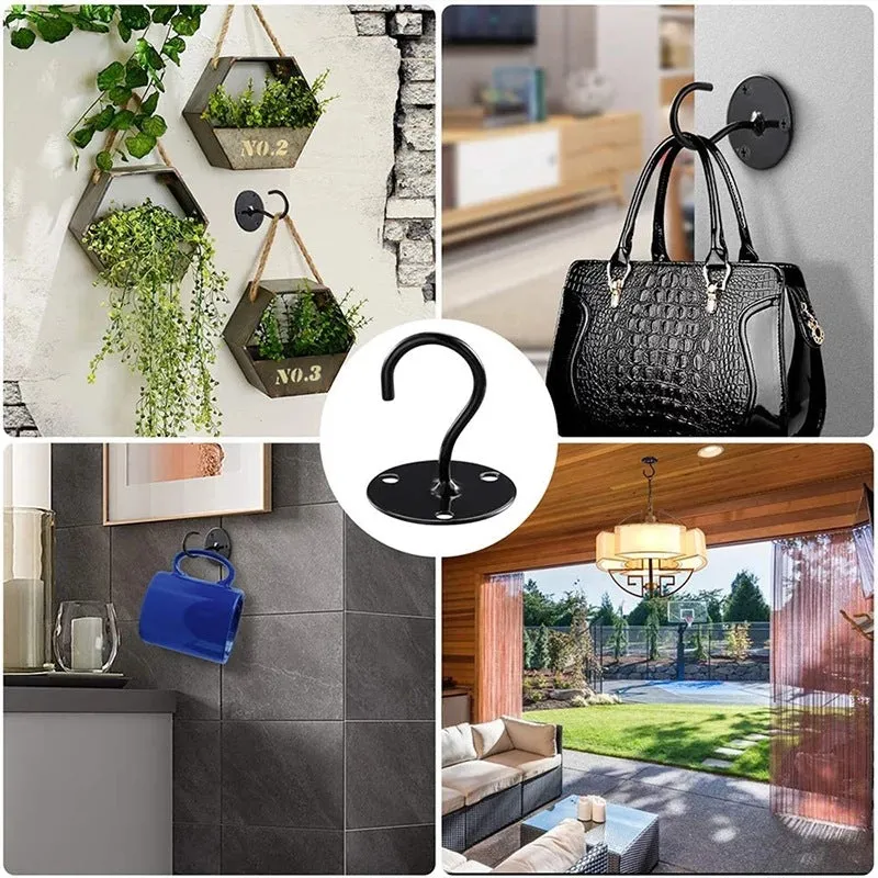 4Pcs Metal Ceiling Wall Plants Lantern Hanging Hooks-White