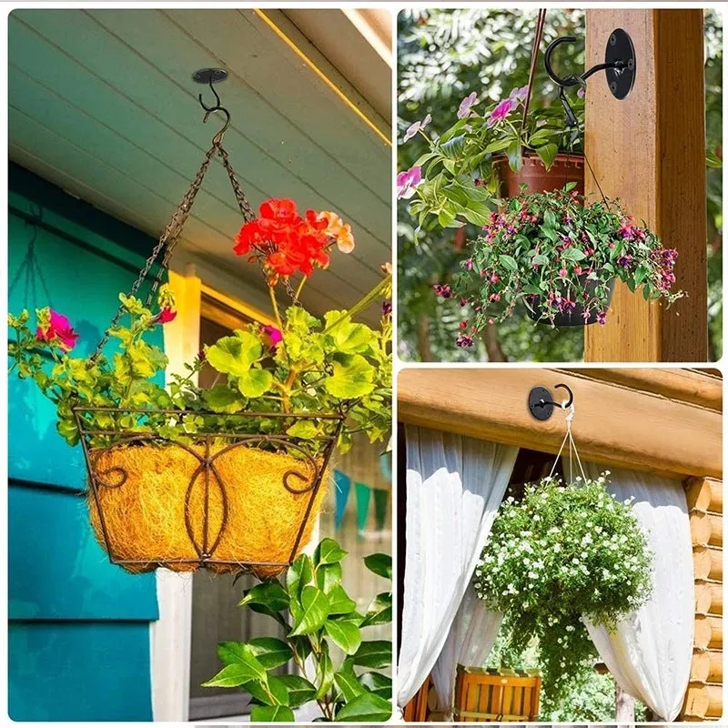 4Pcs Metal Ceiling Wall Plants Lantern Hanging Hooks-White