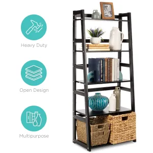 5-Tier Multipurpose Modern Ladder Slant Bookcase Storage Shelf