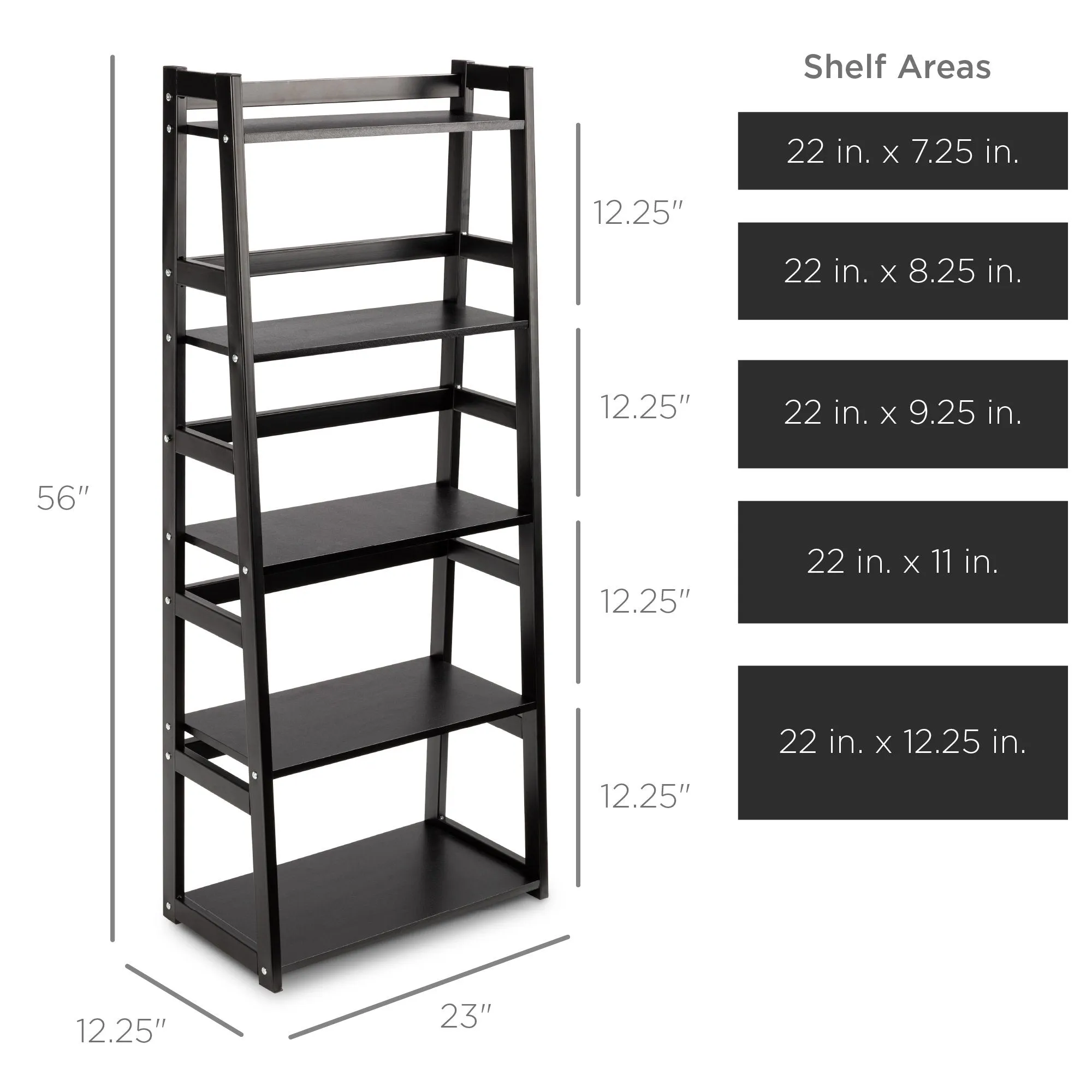 5-Tier Multipurpose Modern Ladder Slant Bookcase Storage Shelf