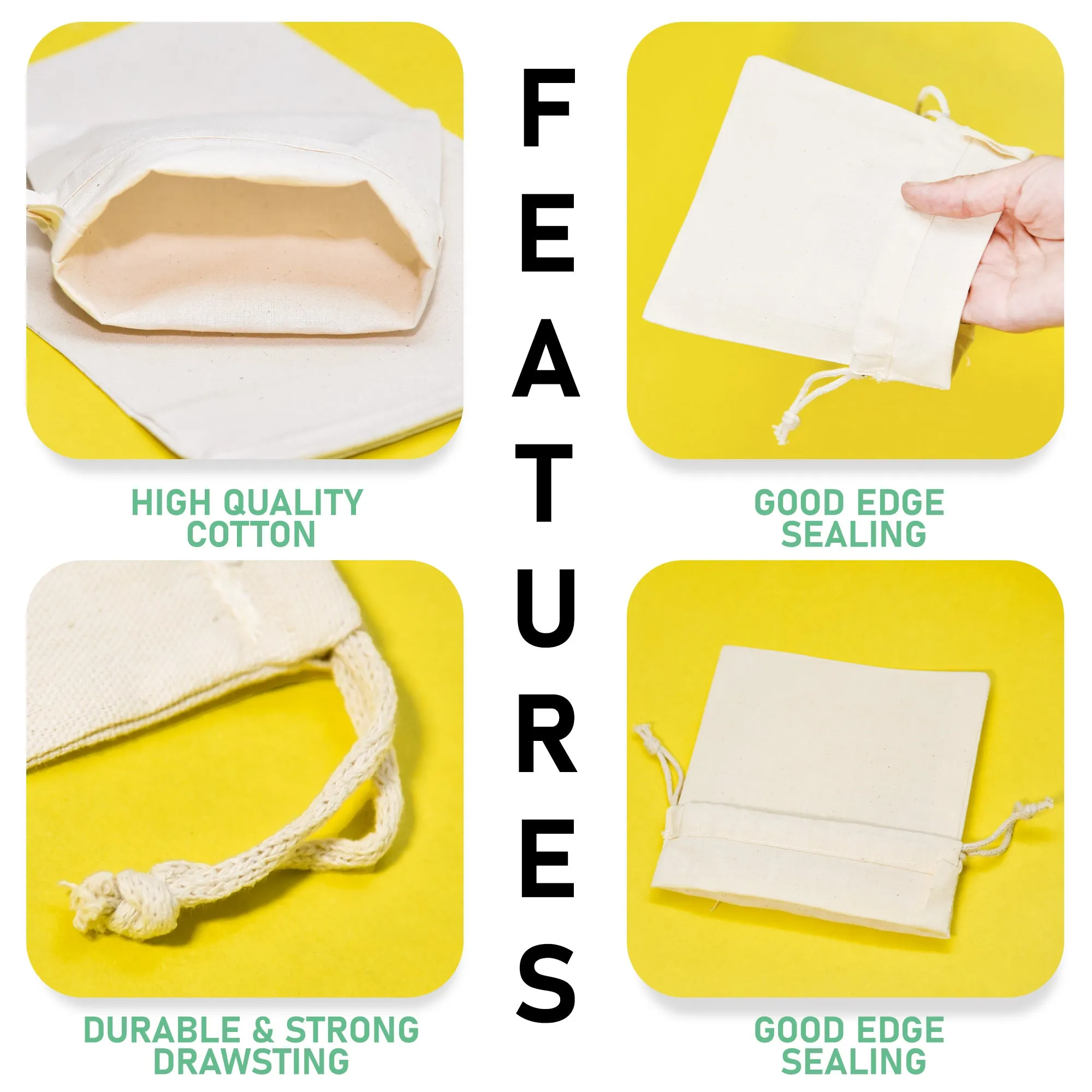 8x10 Canvas Muslin Drawstring Bags