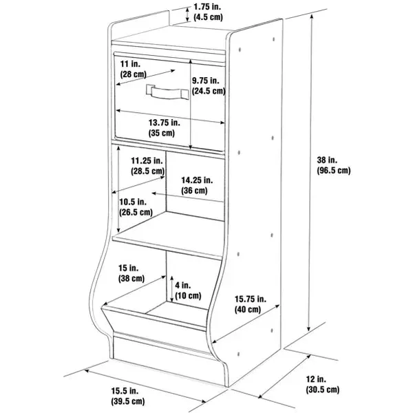 Badger Basket Upright Storage Nook with Reversible Basket