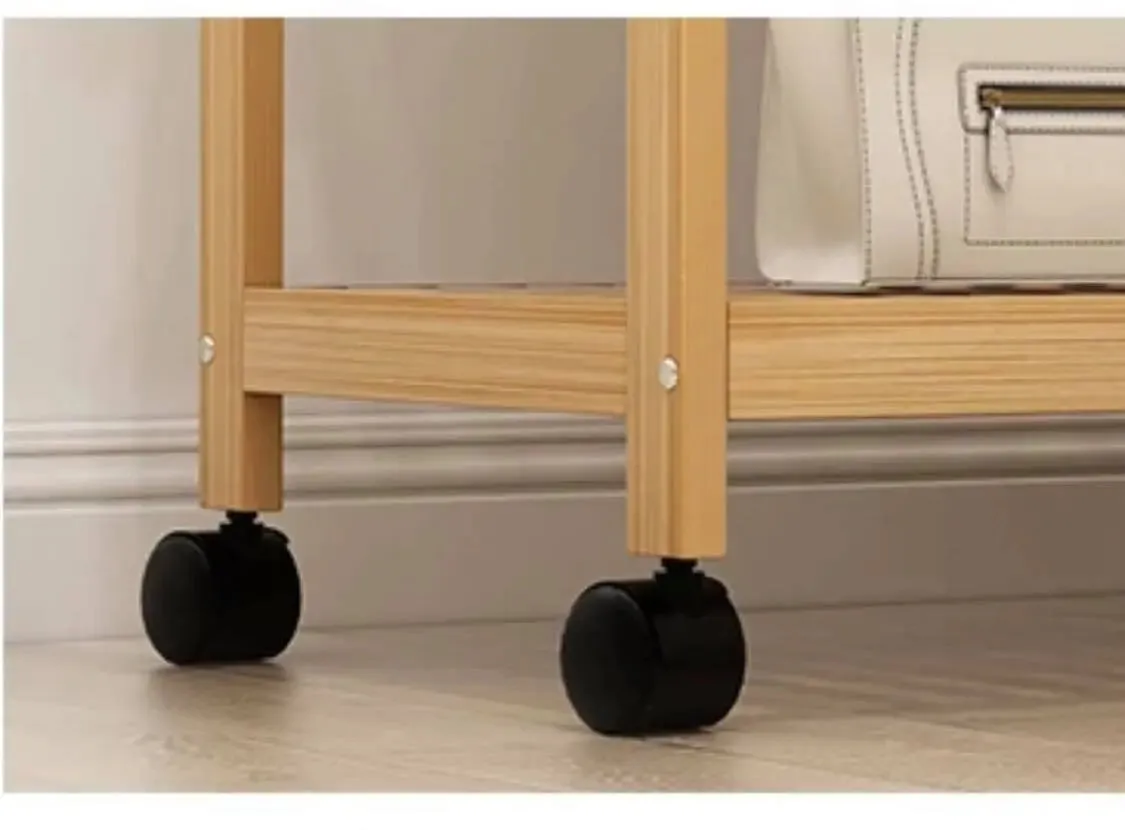 Bamboo Multi-Tier Racks Shelves panel storage Clothes Organiser With Wheels