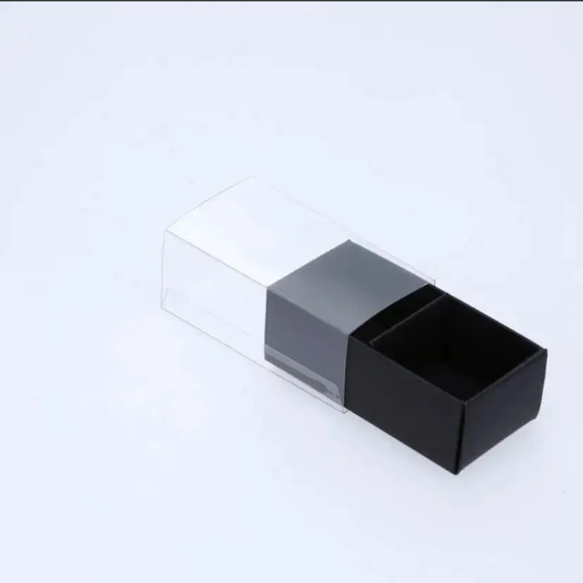 Black Bakery box with clear slide out cover x 1 pc
