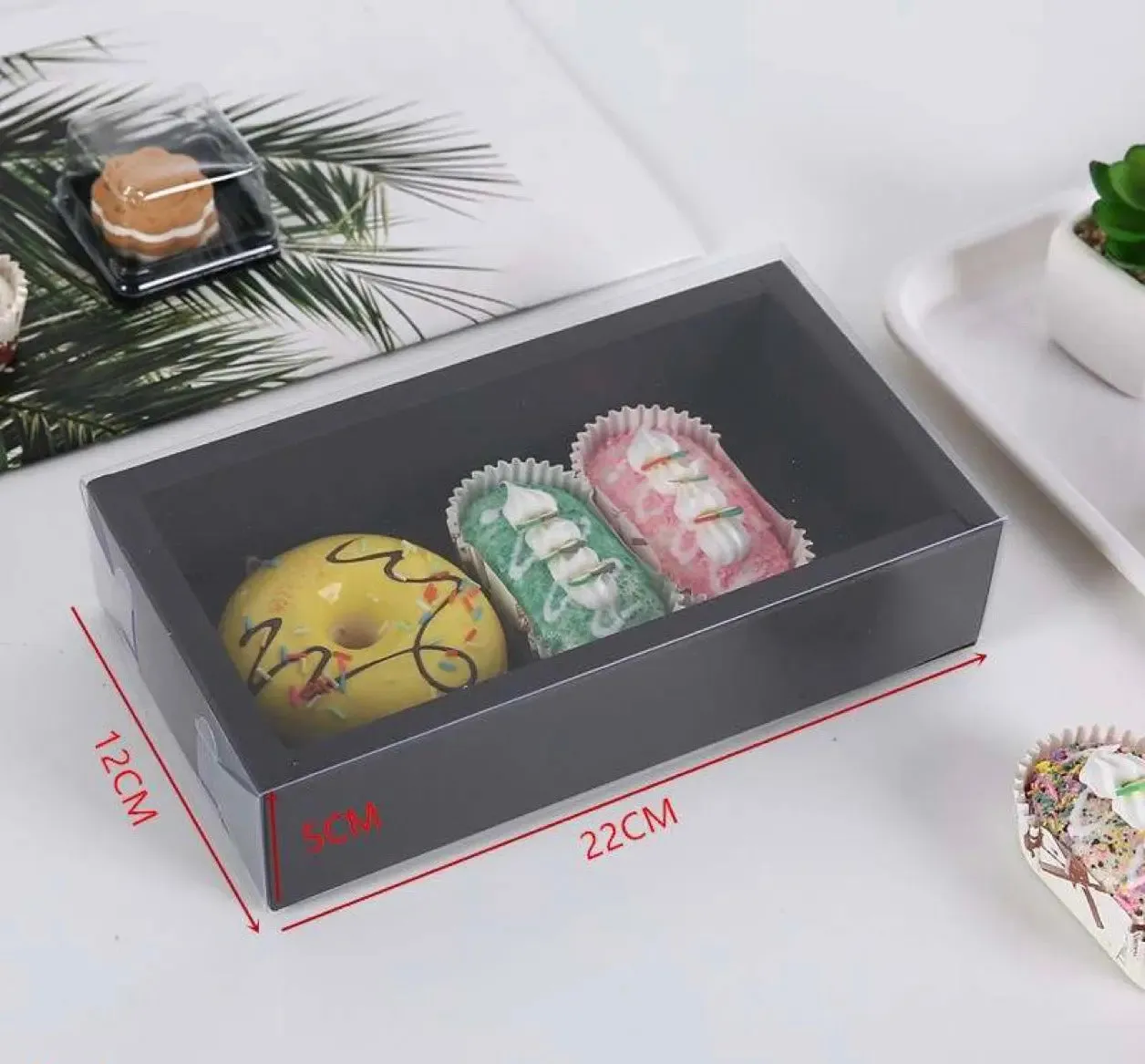Black Bakery box with clear slide out cover x 1 pc