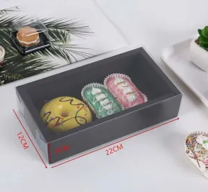 Black Bakery box with clear slide out cover x 1 pc