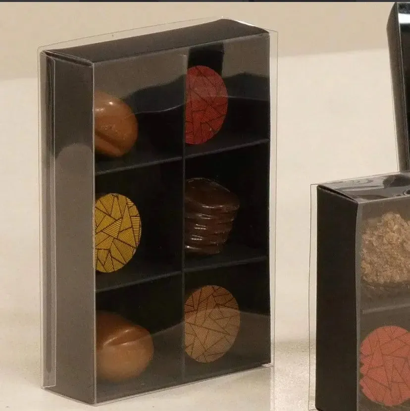 Black Bakery box with clear slide out cover x 1 pc