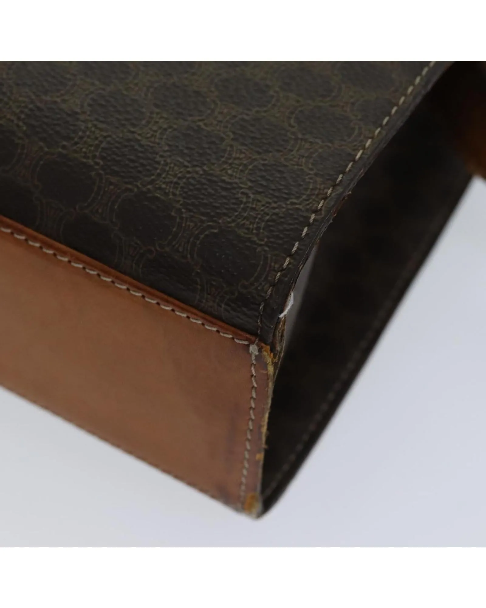 Brown Macadam Canvas Shoulder Bag with PVC Leather by Celine