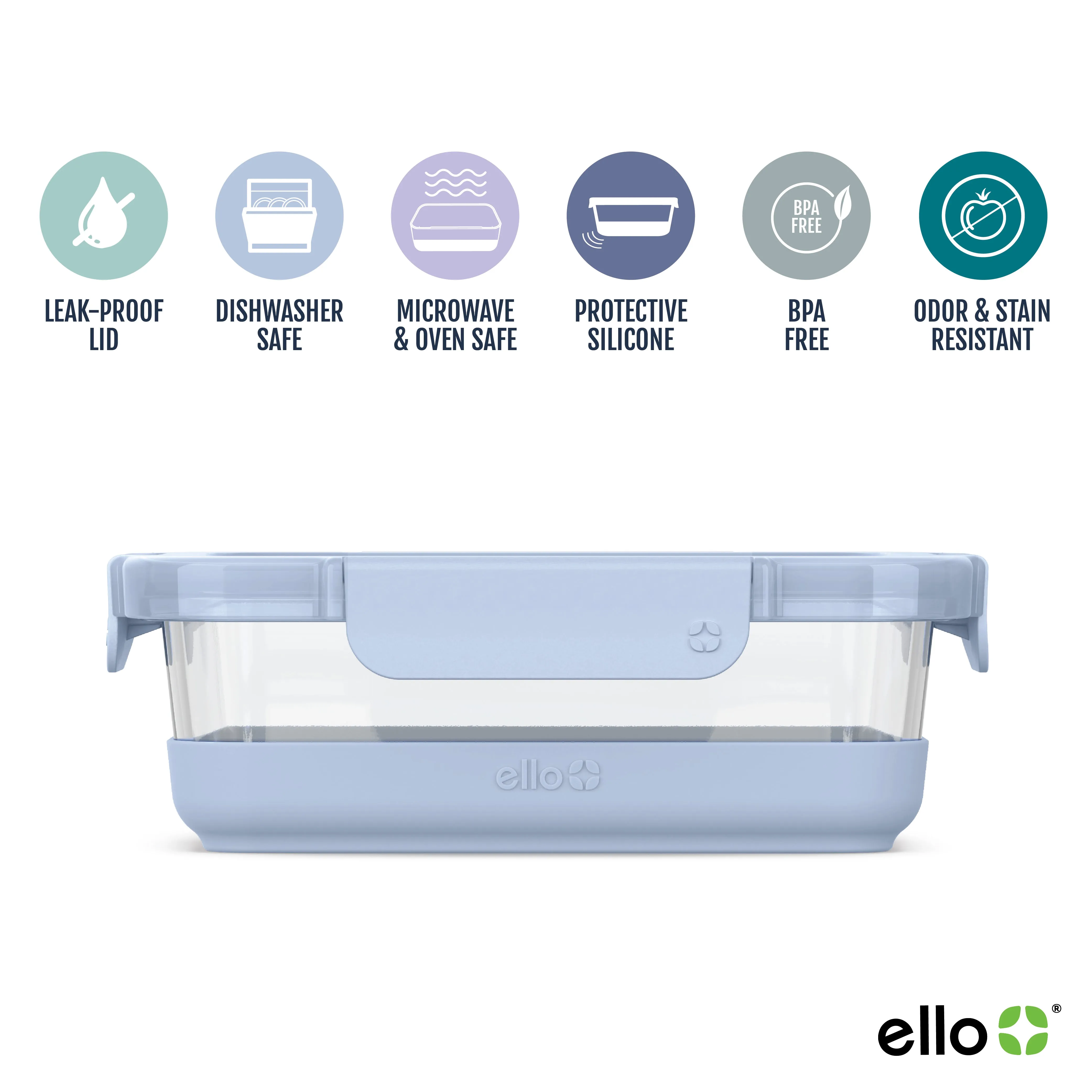 Ello Duraglass Refresh™ Meal Prep Containers, Set of 5