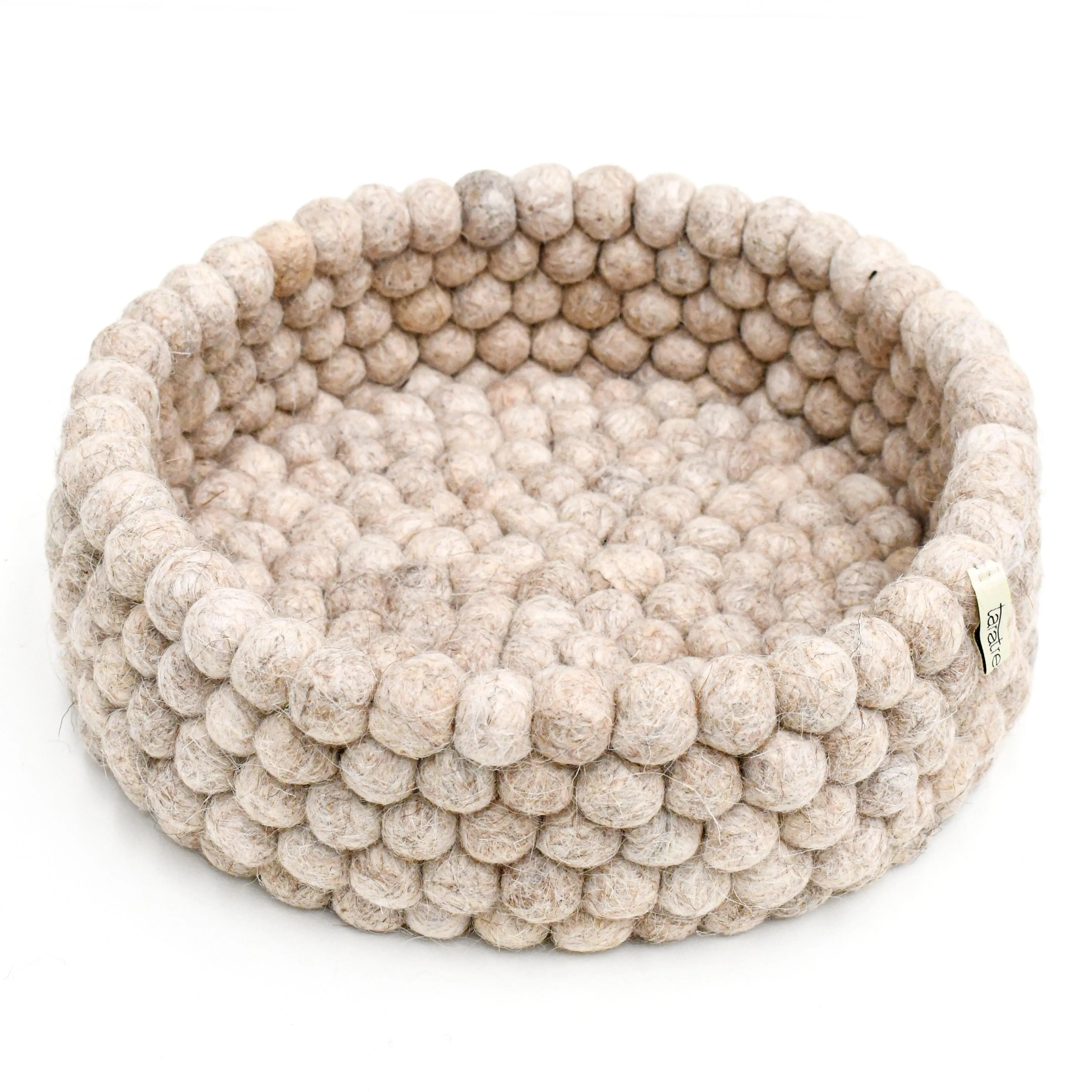 Felt Ball Basket - Sandy Beige 30cm