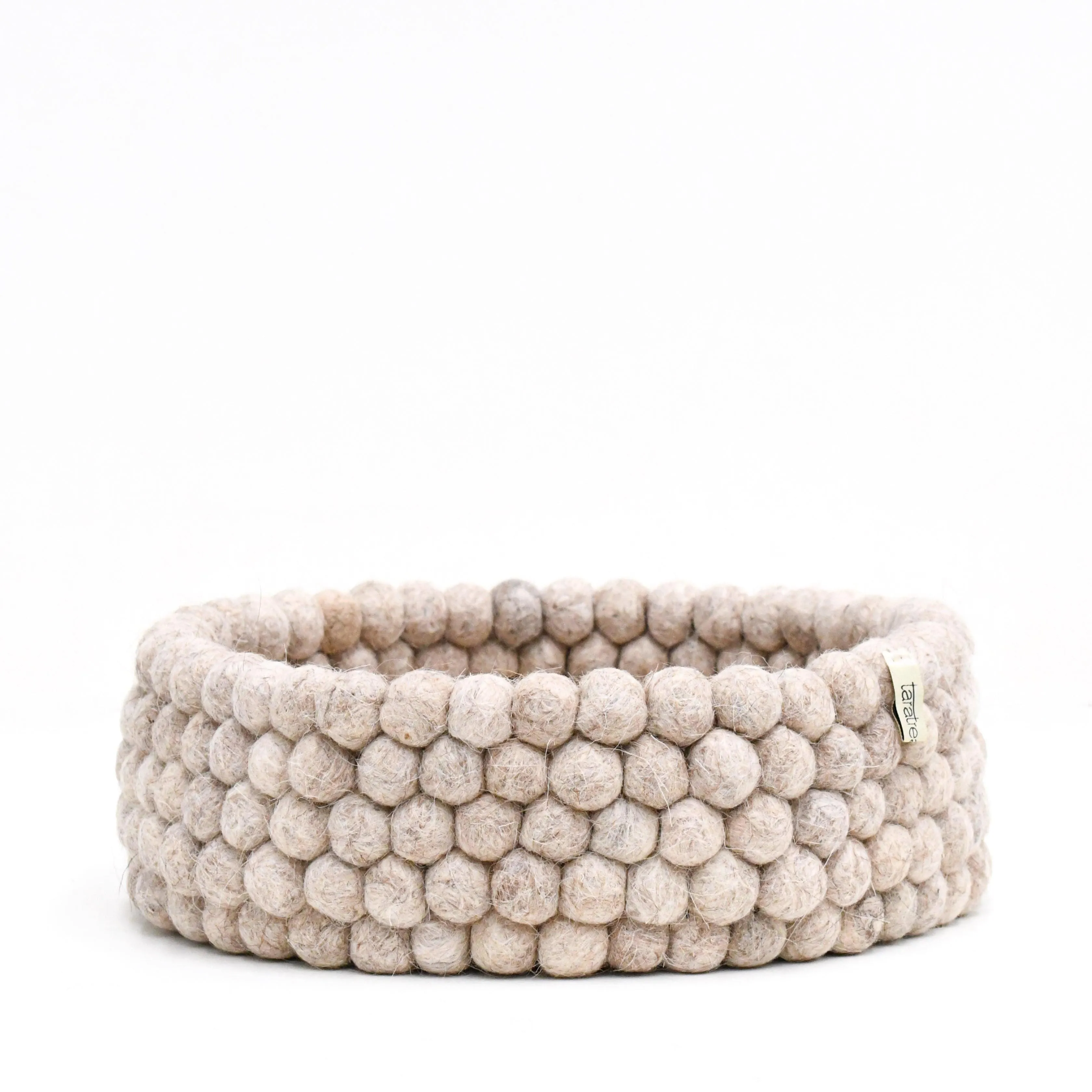 Felt Ball Basket - Sandy Beige 30cm
