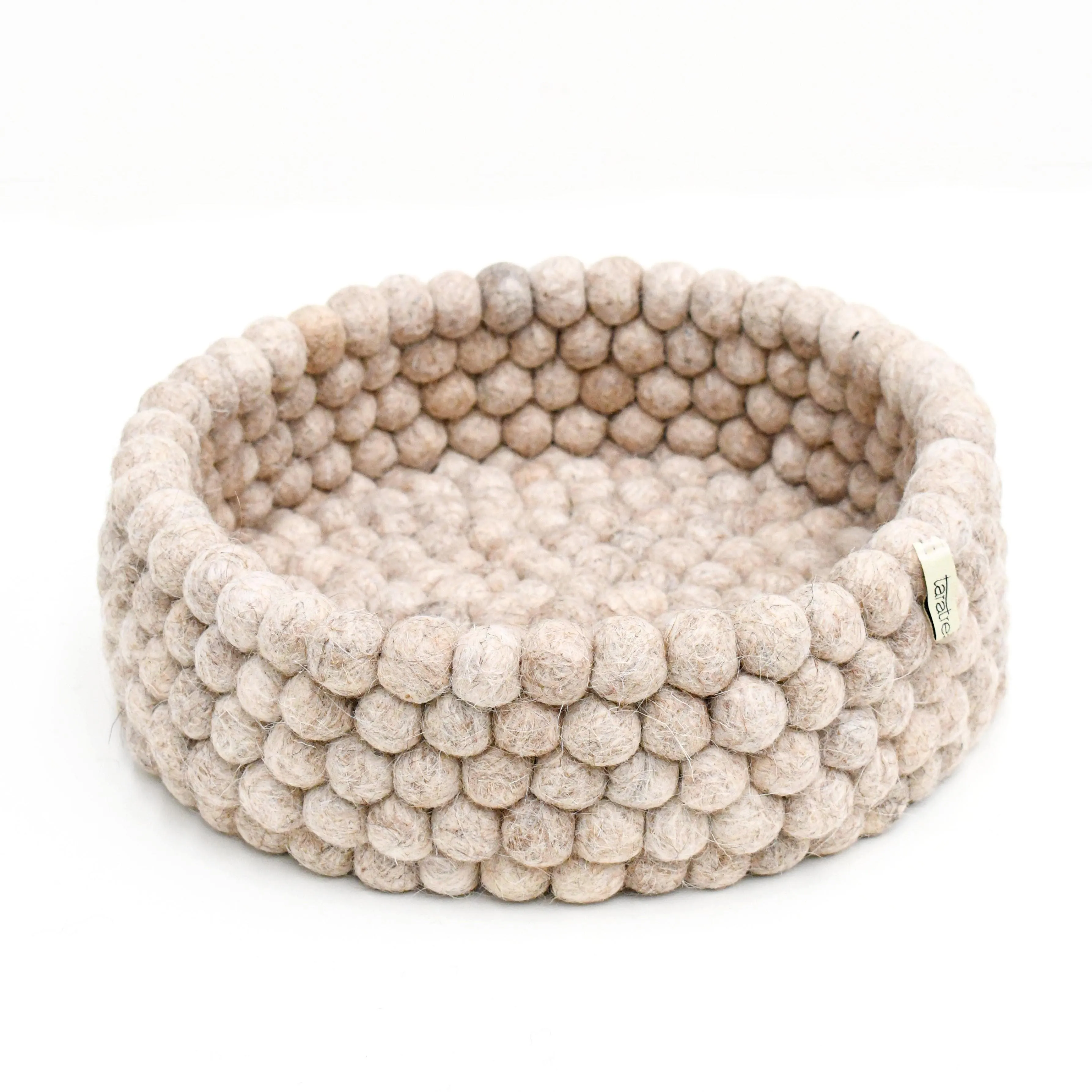 Felt Ball Basket - Sandy Beige 30cm