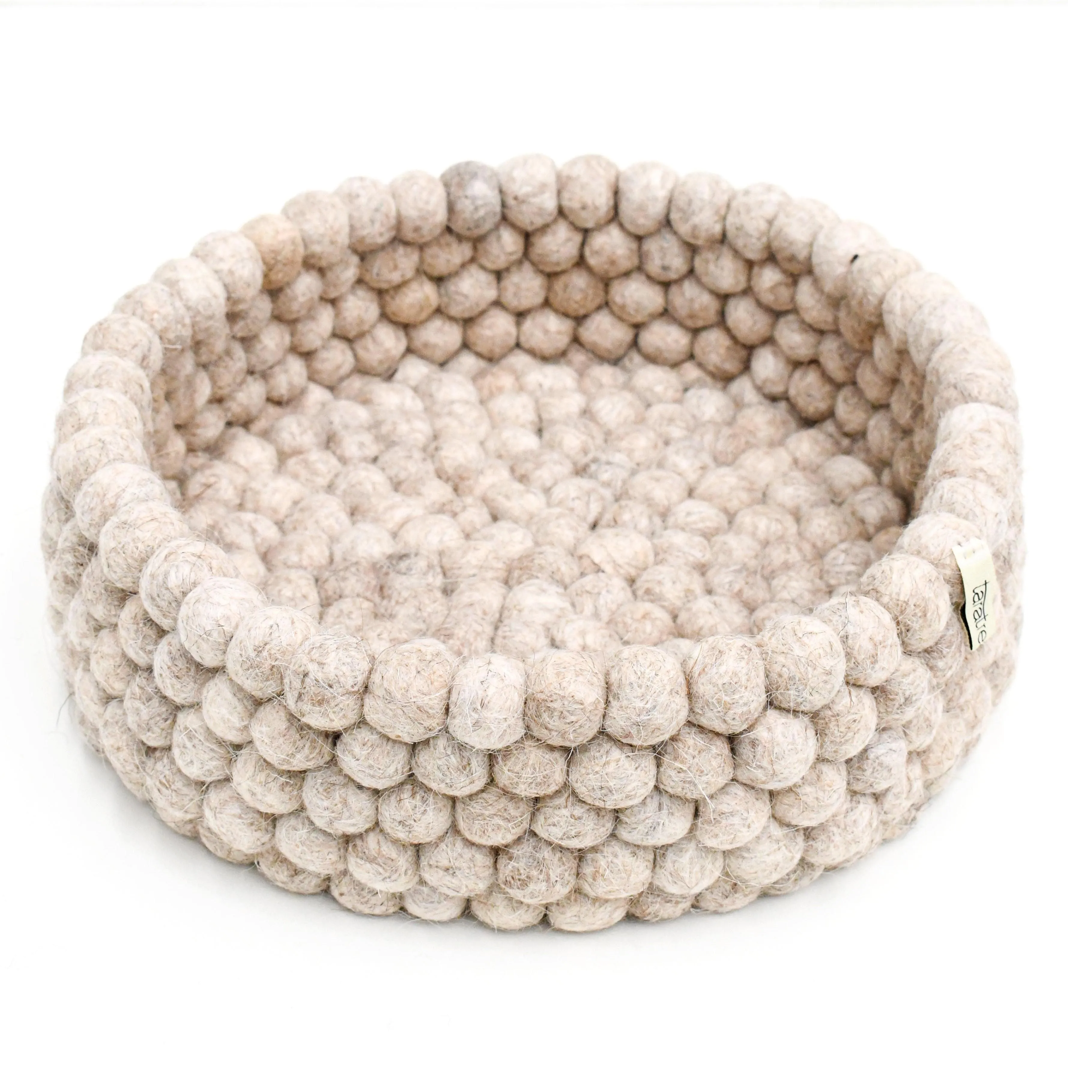Felt Ball Basket - Sandy Beige 30cm