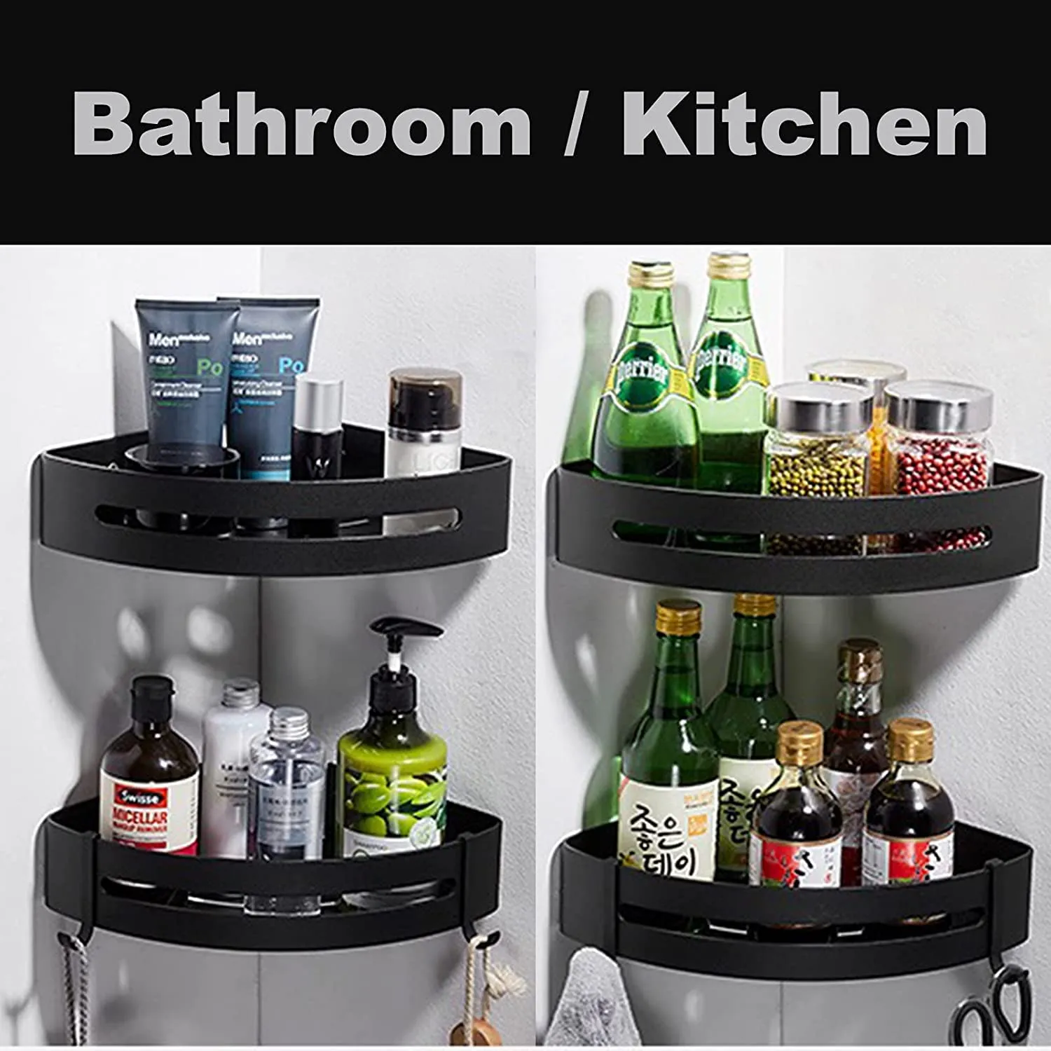 Fulminare Self-Adhesive Aluminium Bathroom Corner Shelf Rack Bathroom Corner Organizer Stand Bathroom Organisers Storage Racks Bathroom Shelf/Shelves Corner (Queen)