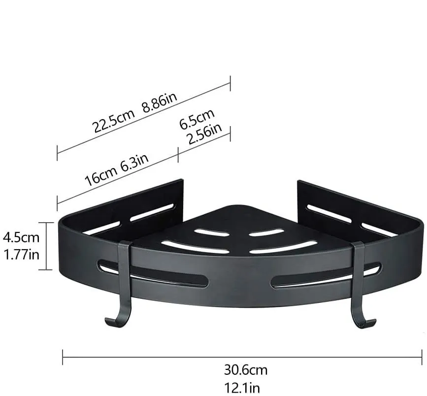 Fulminare Self-Adhesive Aluminium Bathroom Corner Shelf Rack Bathroom Corner Organizer Stand Bathroom Organisers Storage Racks Bathroom Shelf/Shelves Corner (Queen)