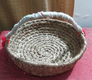 Handwoven Bread Basket -Pine leaf with Handle