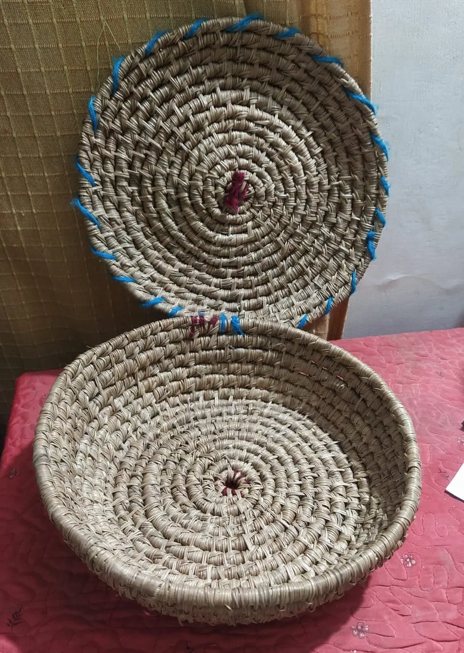Handwoven Bread Basket -Pine leaf