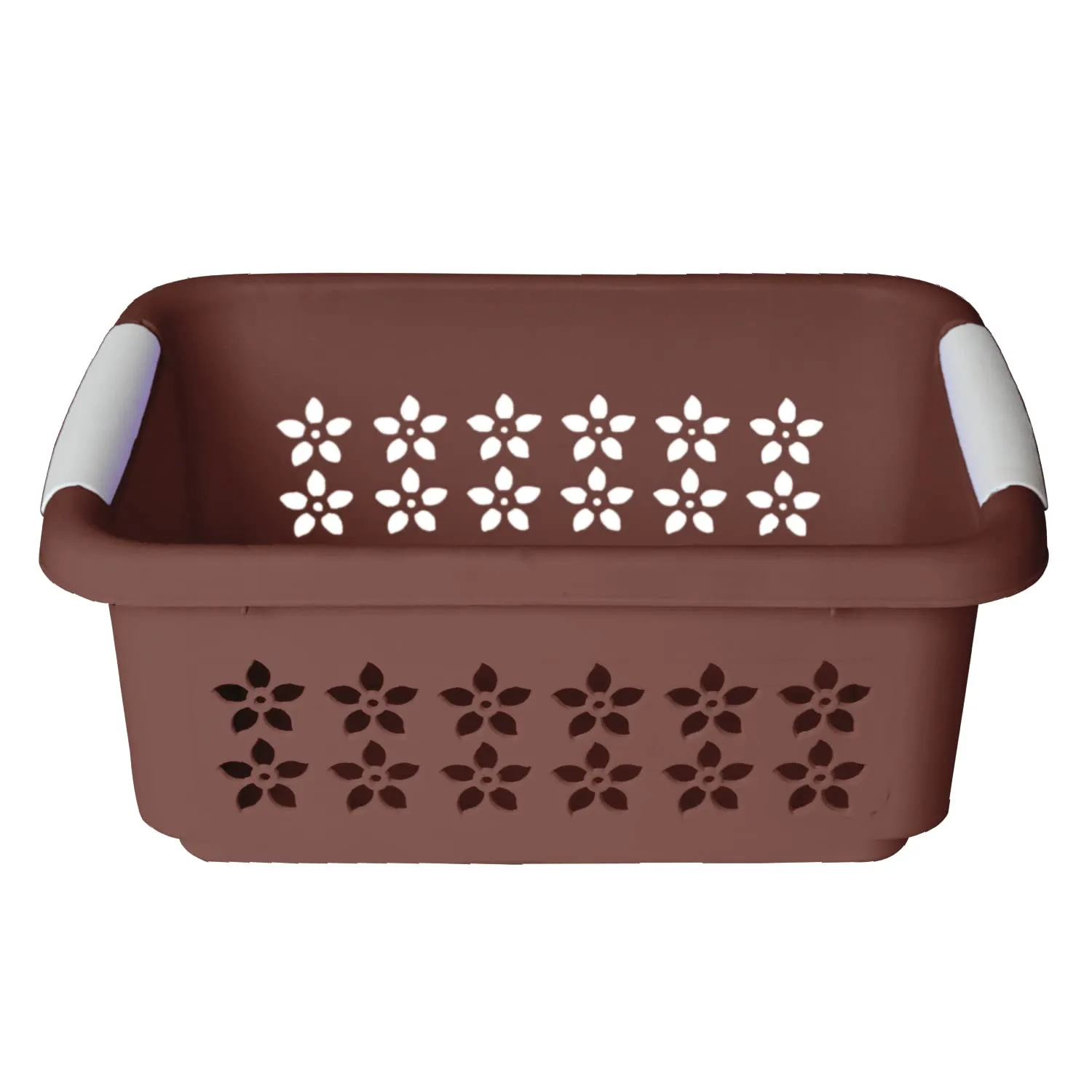Heart Home Multipurpose Rectangle Shape Plastic Storage Basket for Kitchen, Fruit Basket, Office Table, Storage Organizer Large Pack of 3 (Brown)