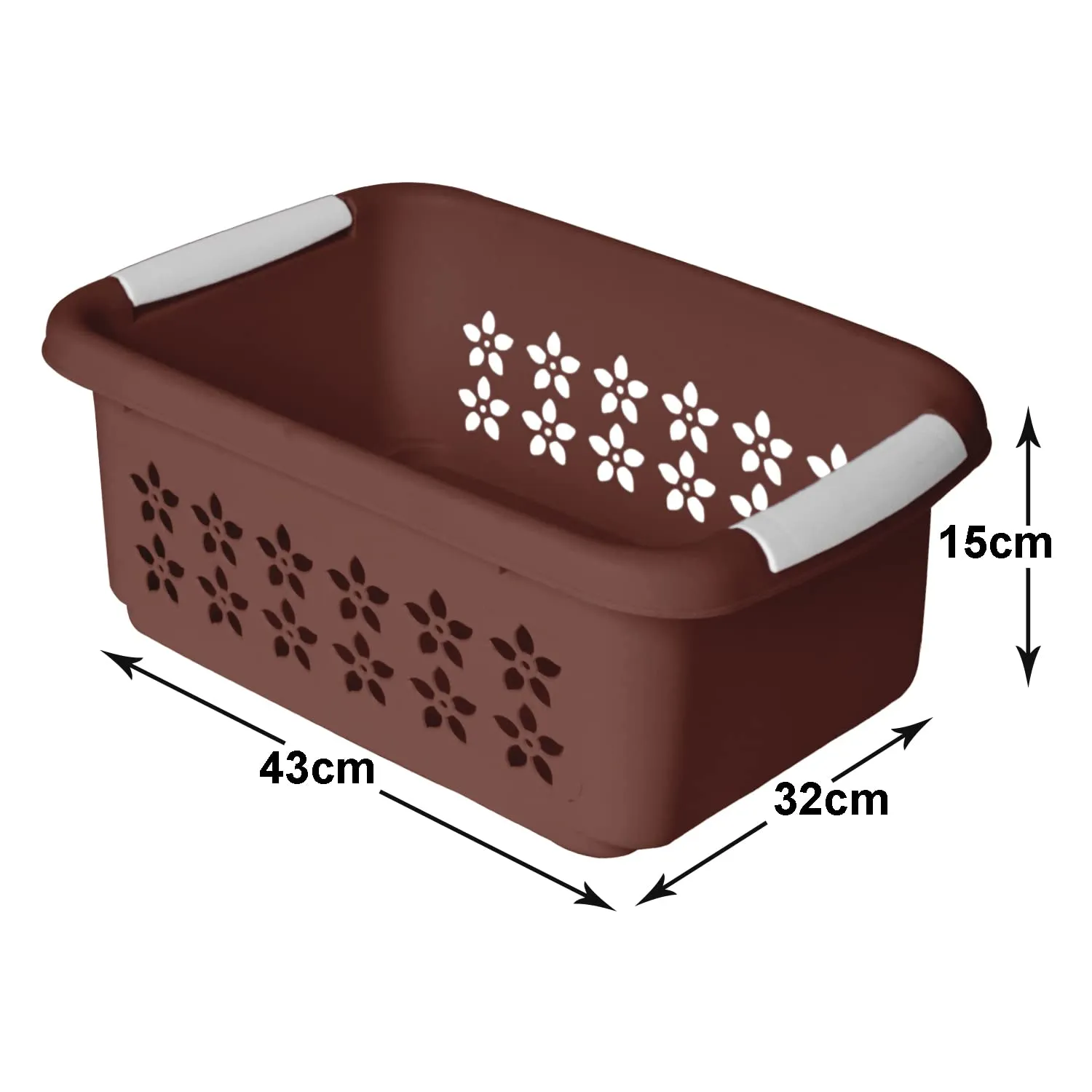 Heart Home Multipurpose Rectangle Shape Plastic Storage Basket for Kitchen, Fruit Basket, Office Table, Storage Organizer Large Pack of 3 (Brown)