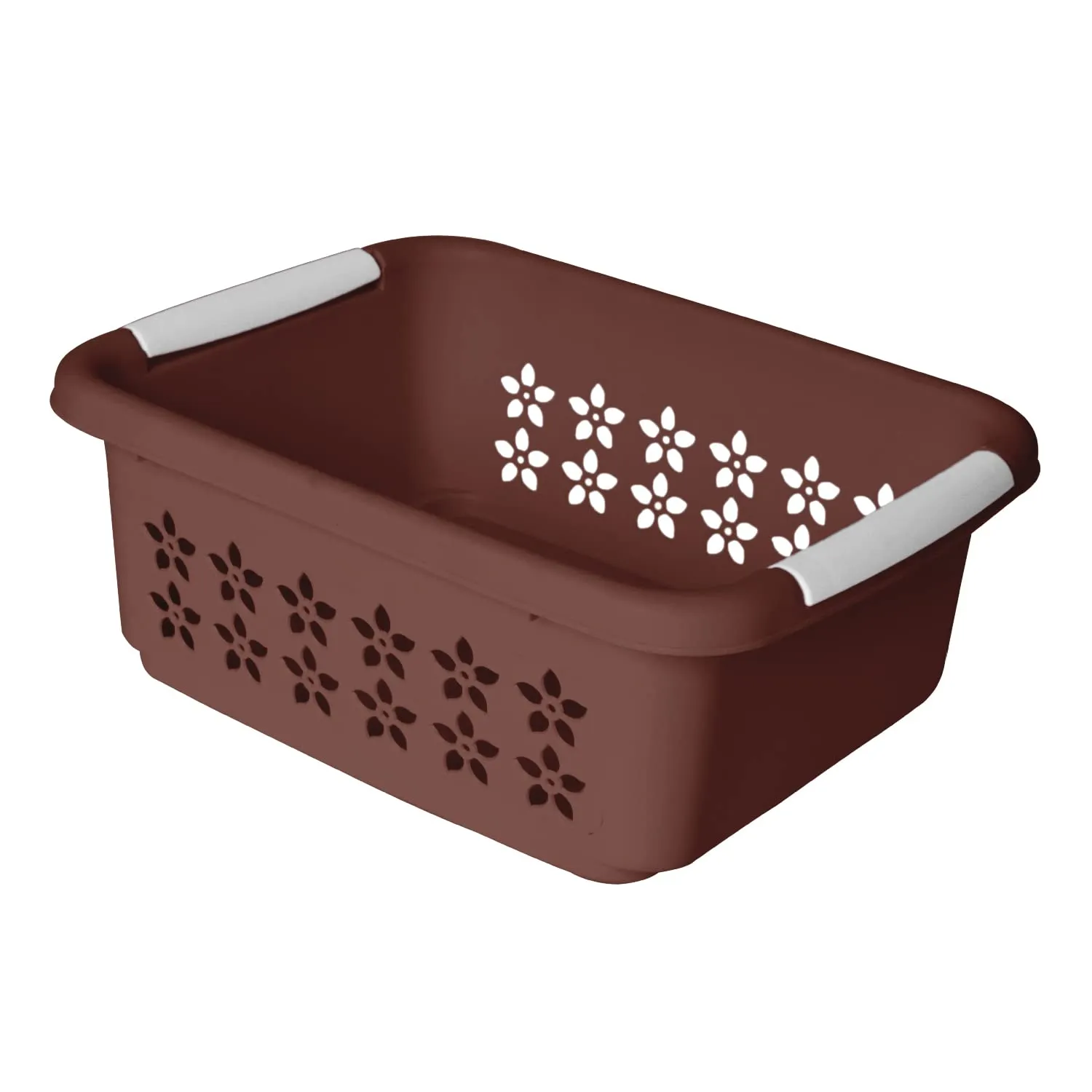 Heart Home Multipurpose Rectangle Shape Plastic Storage Basket for Kitchen, Fruit Basket, Office Table, Storage Organizer Large Pack of 3 (Brown)