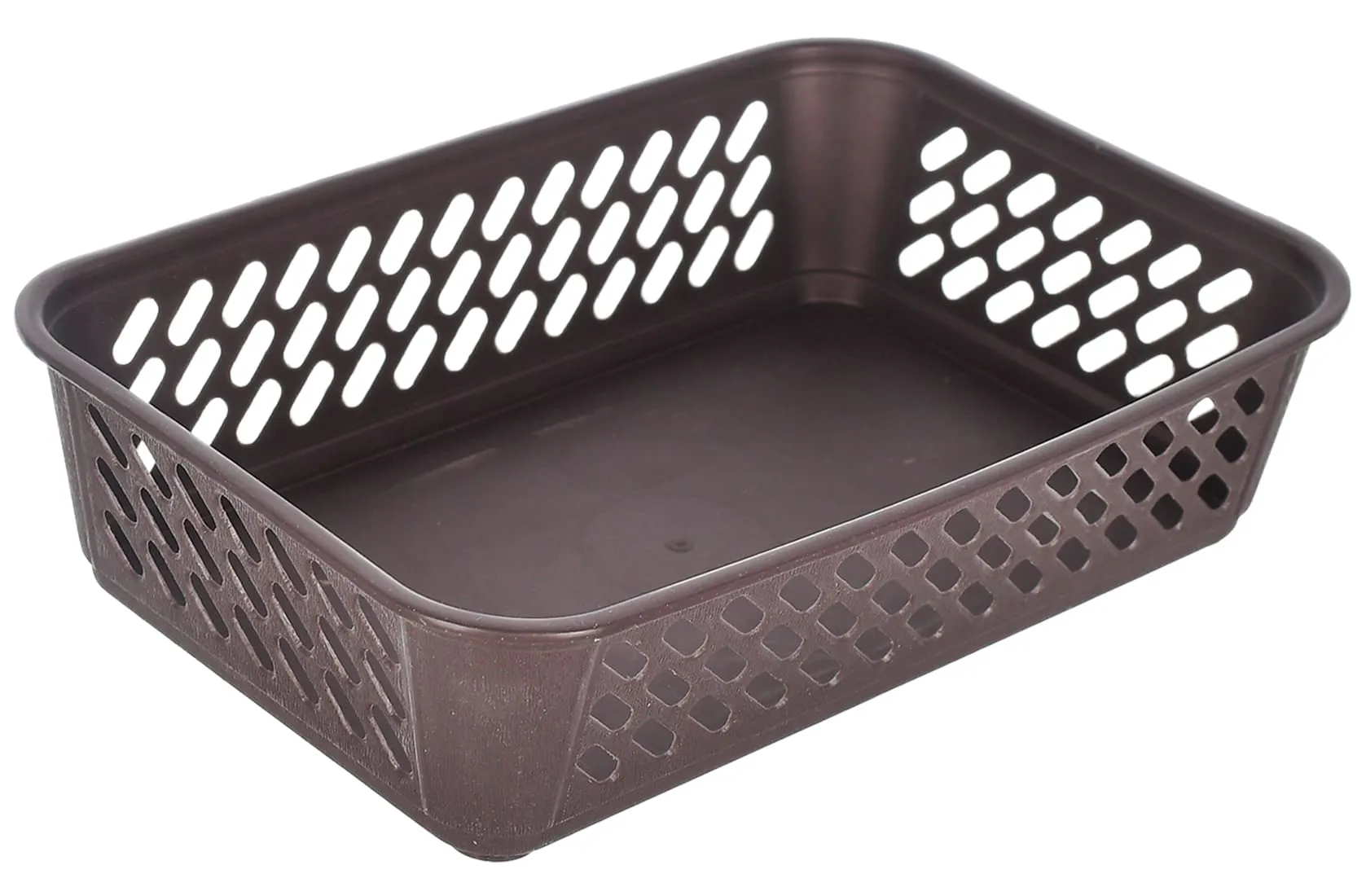 Heart Home Multiuses Super Tidy Plastic Tray/Basket/Organizer- Pack of 6 (Brown) -46HH0571