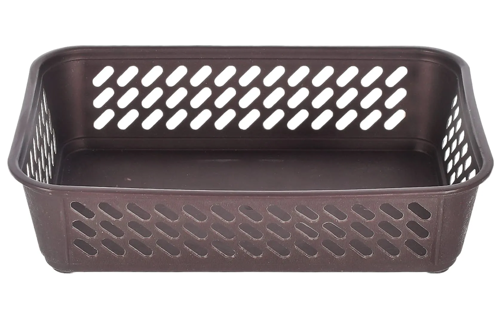 Heart Home Multiuses Super Tidy Plastic Tray/Basket/Organizer- Pack of 6 (Brown) -46HH0571