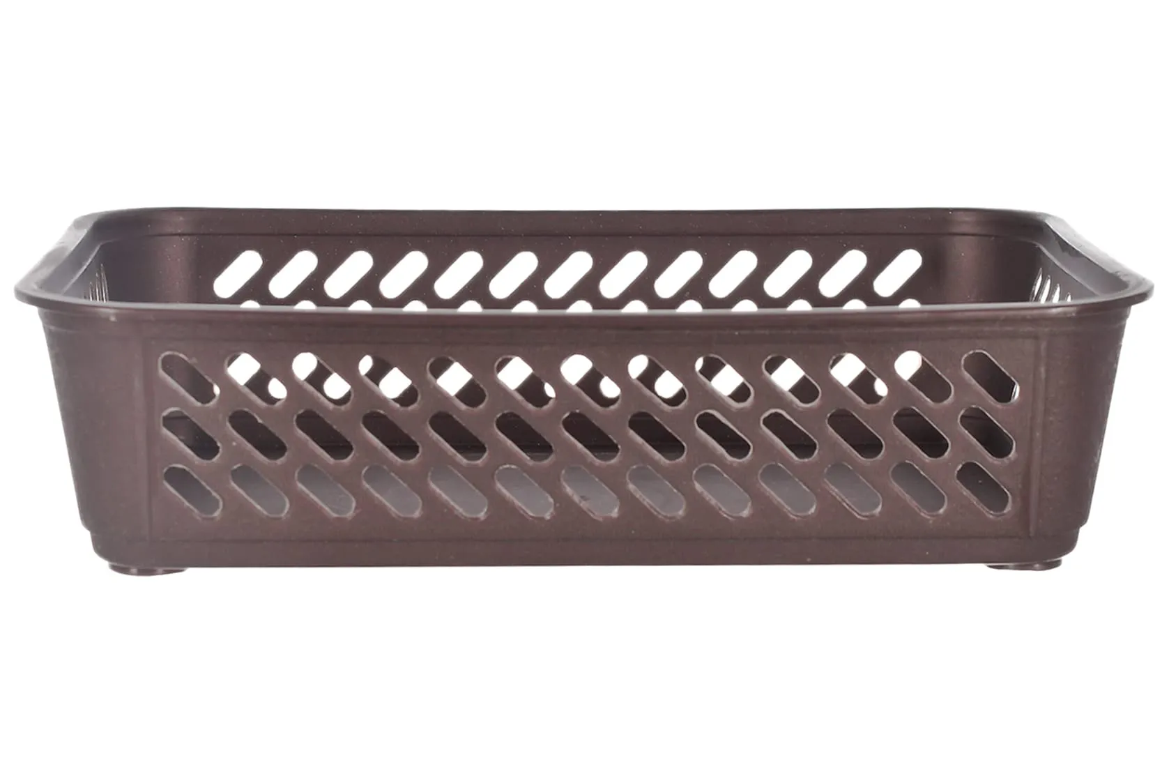 Heart Home Multiuses Super Tidy Plastic Tray/Basket/Organizer- Pack of 6 (Brown) -46HH0571