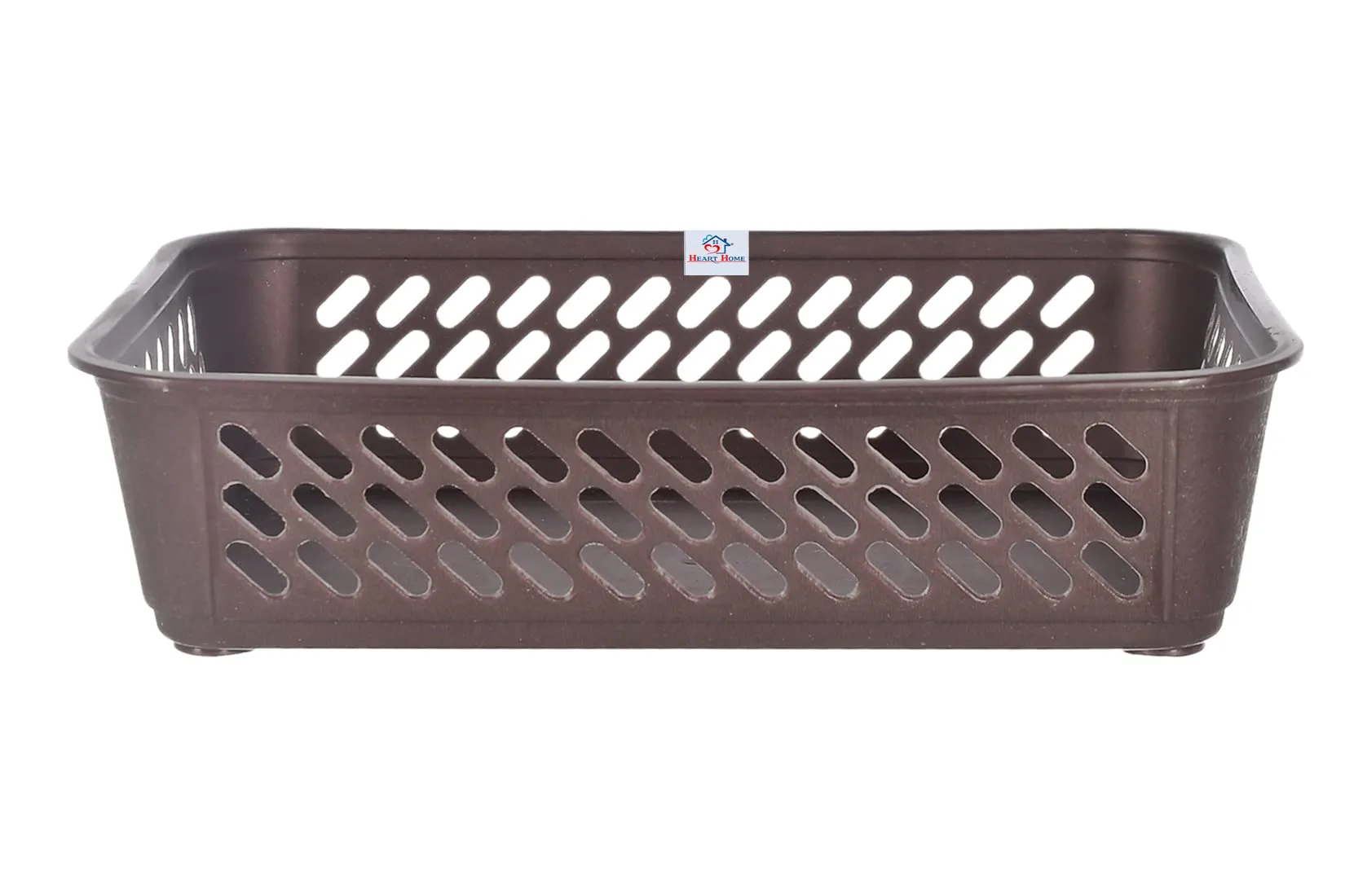 Heart Home Multiuses Super Tidy Plastic Tray/Basket/Organizer- Pack of 6 (Brown) -46HH0571