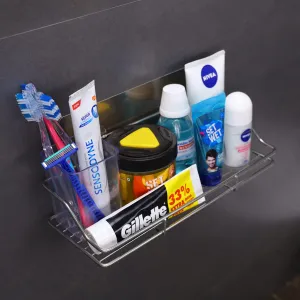 HOKIPO® Magic Sticker Series Stainless Steel Self Adhesive Wall Mounted Bathroom Shelf