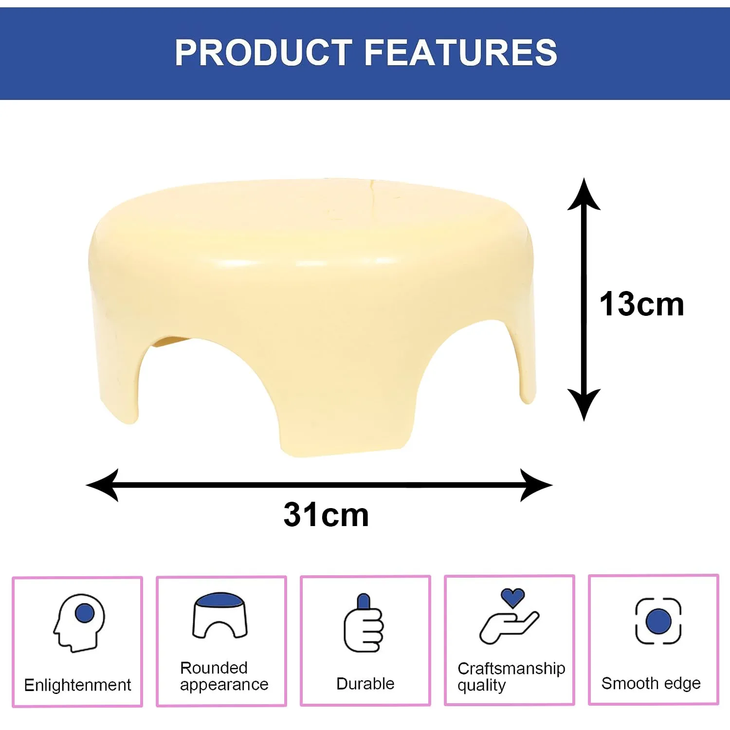 Kuber Industries Bathroom Stool | Plastic Bathroom Stool for Bathing | Bathroom Stool for Senior Citizen | Patla for Toilet | Sumo Stool | Cream