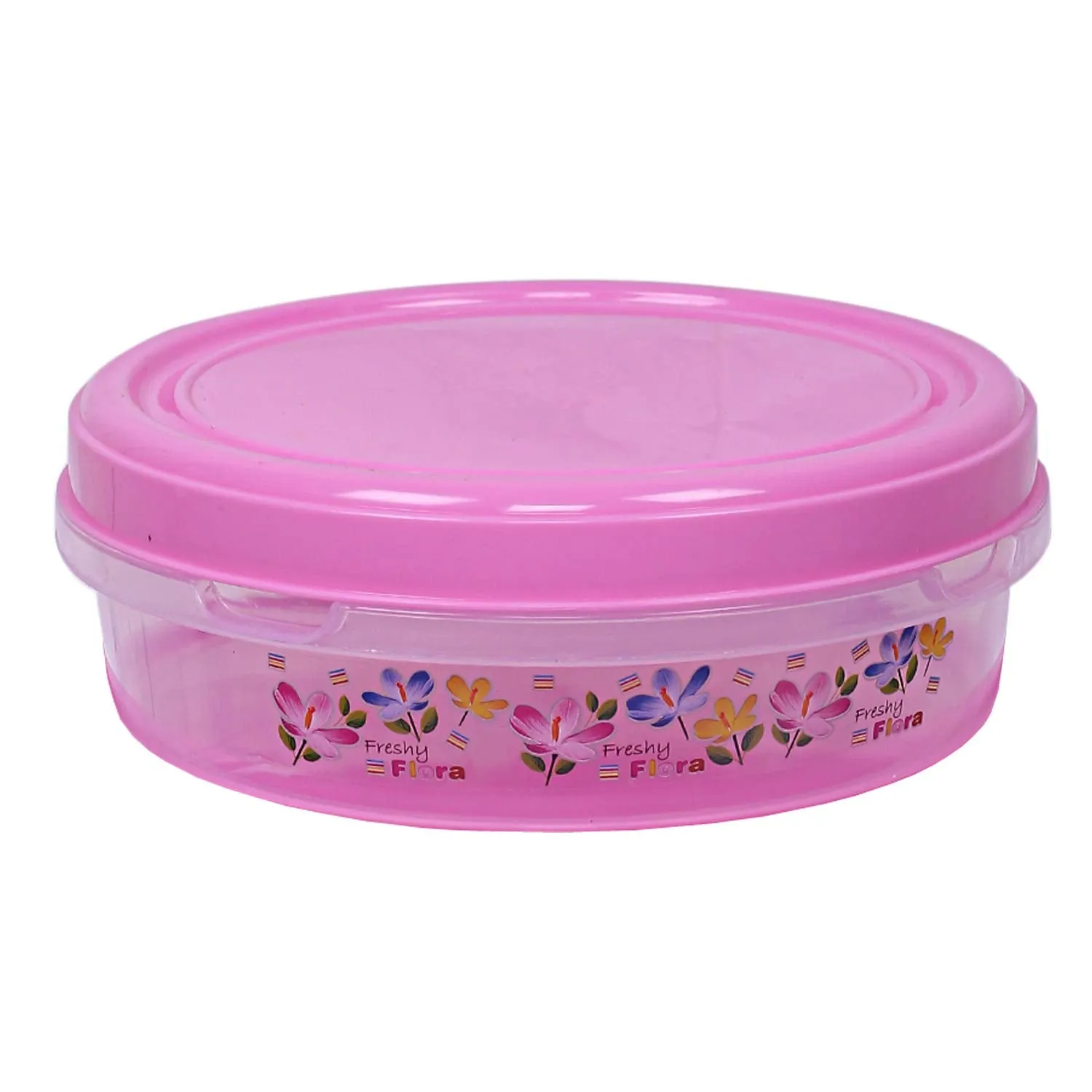 Kuber Industries Floral Design Plastic 3 Pieces Food Saver Container Set 1000, 2000 & 3000 ML (Pink)