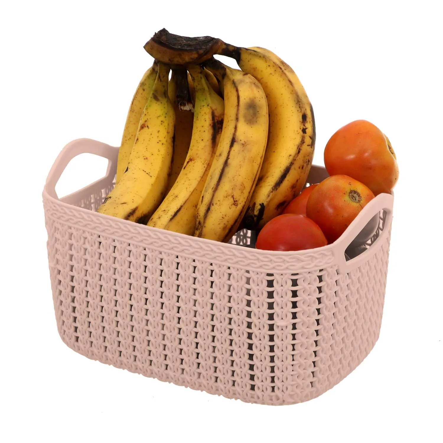 Kuber Industries Fruit Basket For Dining Table|Plastic Basket For Storage|Flexible Kitchen Storage Baskets|Pack of 2 (Peach)