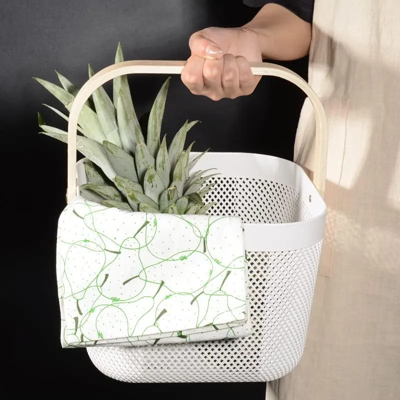 Kuber Industries Metal Wire Basket With Handle|Storage Basket Fot Fruits, Books|Mesh Open Storage Bin|Storage Organizer|Pack Of 6|White