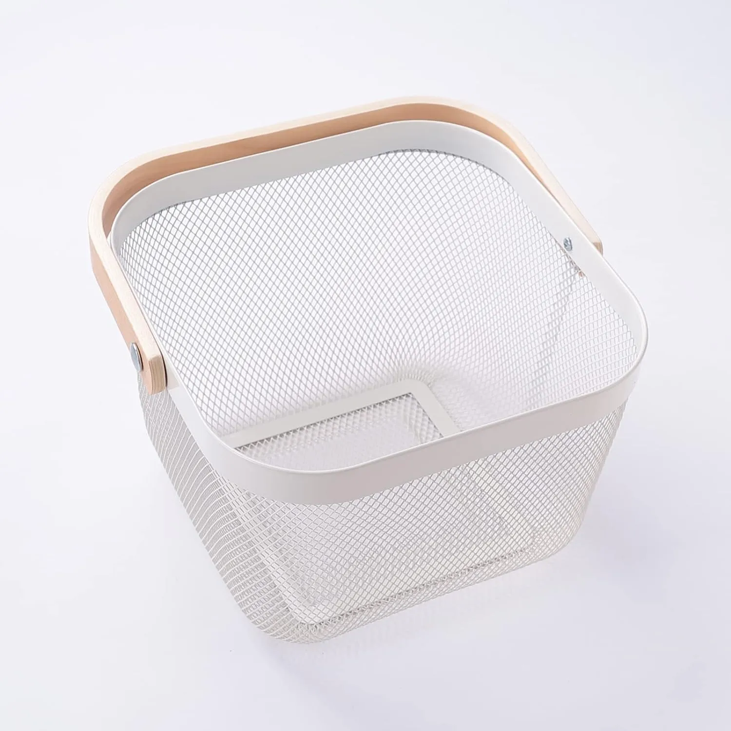 Kuber Industries Metal Wire Basket With Handle|Storage Basket Fot Fruits, Books|Mesh Open Storage Bin|Storage Organizer|Pack Of 6|White