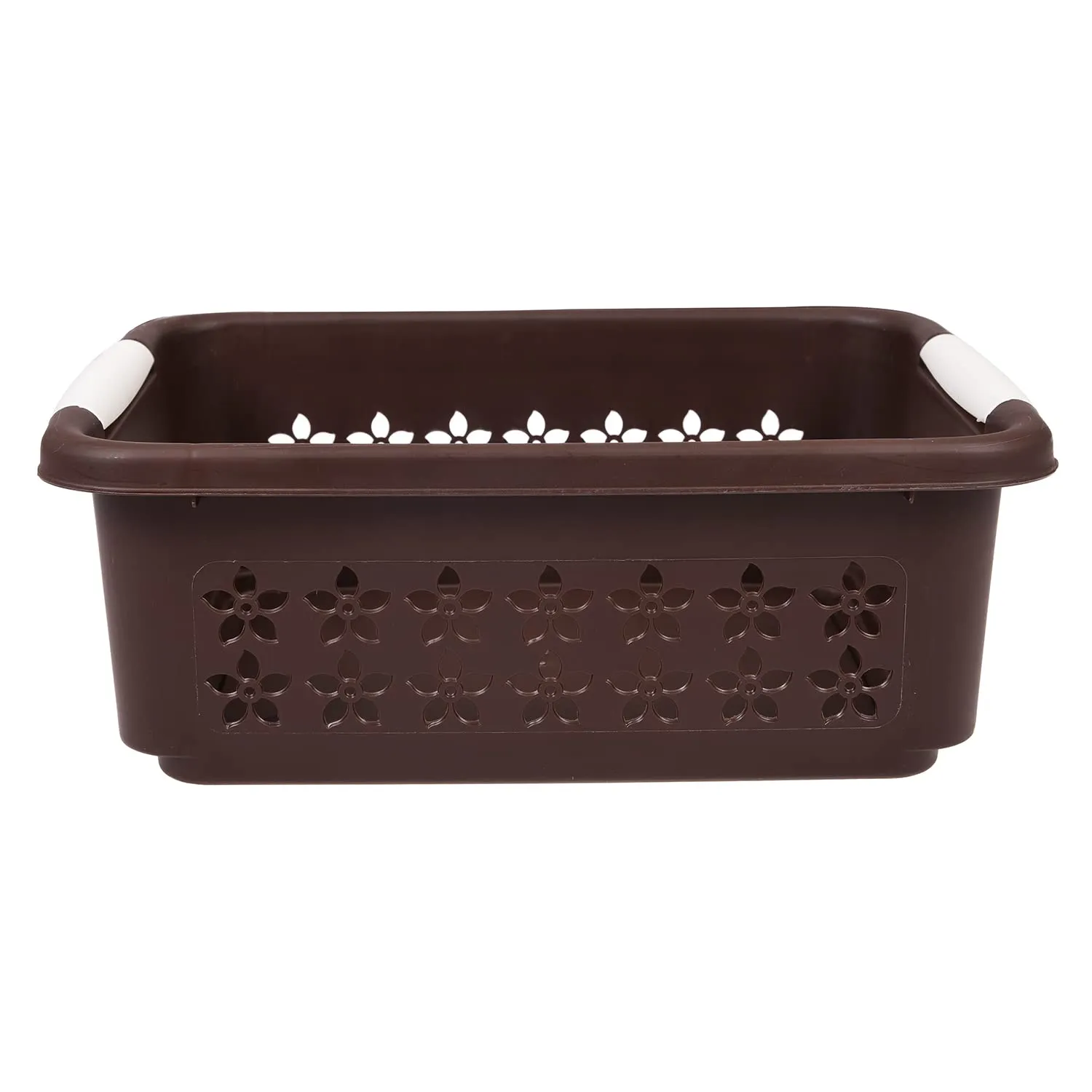 Kuber Industries Multipurpose Rectangle Shape Plastic Storage Basket for Kitchen, Fruit Basket, Office Table, Storage Organizer Small, Medium, Large Pack of 3 (Brown)