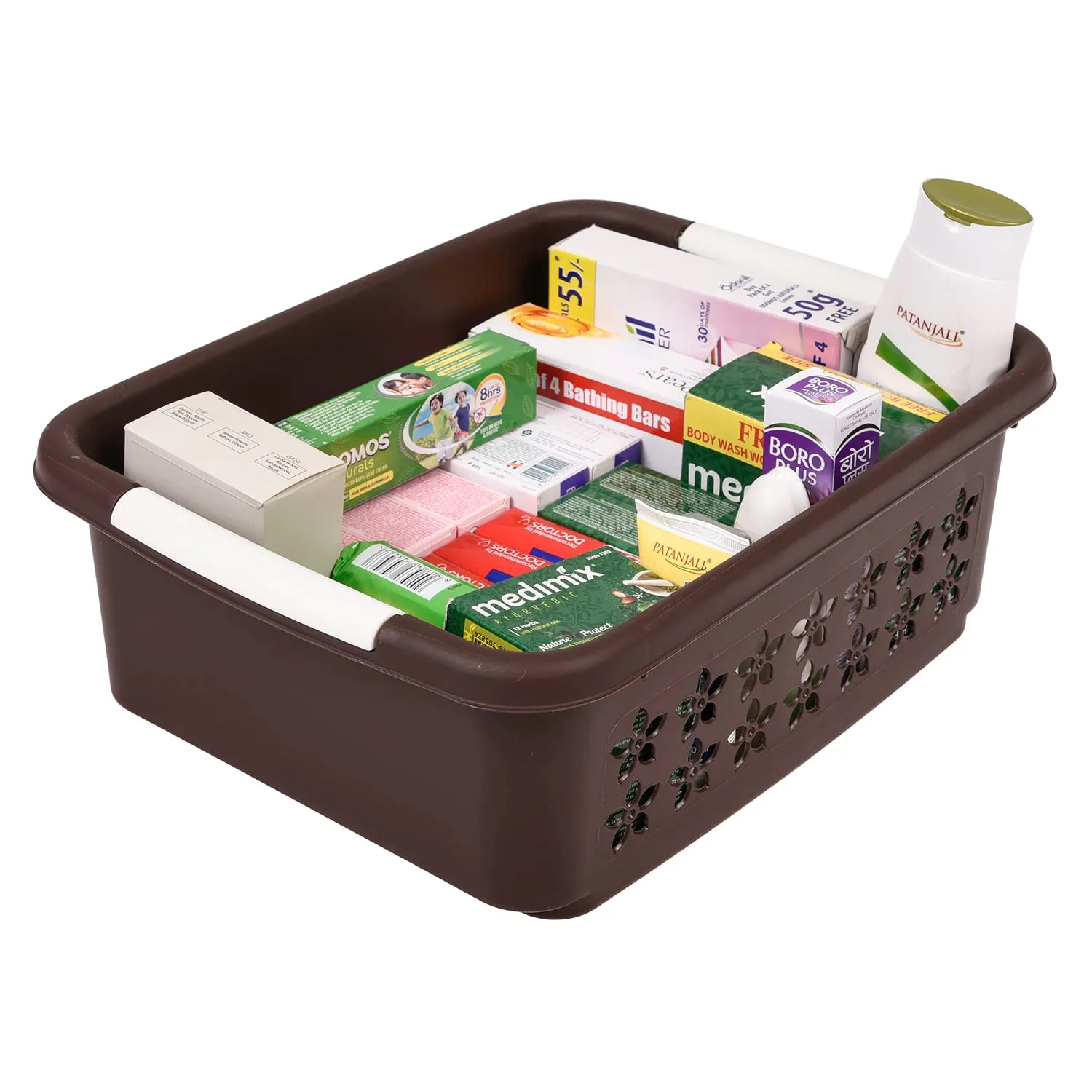 Kuber Industries Multipurpose Rectangle Shape Plastic Storage Basket for Kitchen, Fruit Basket, Office Table, Storage Organizer Small, Medium, Large Pack of 3 (Brown)