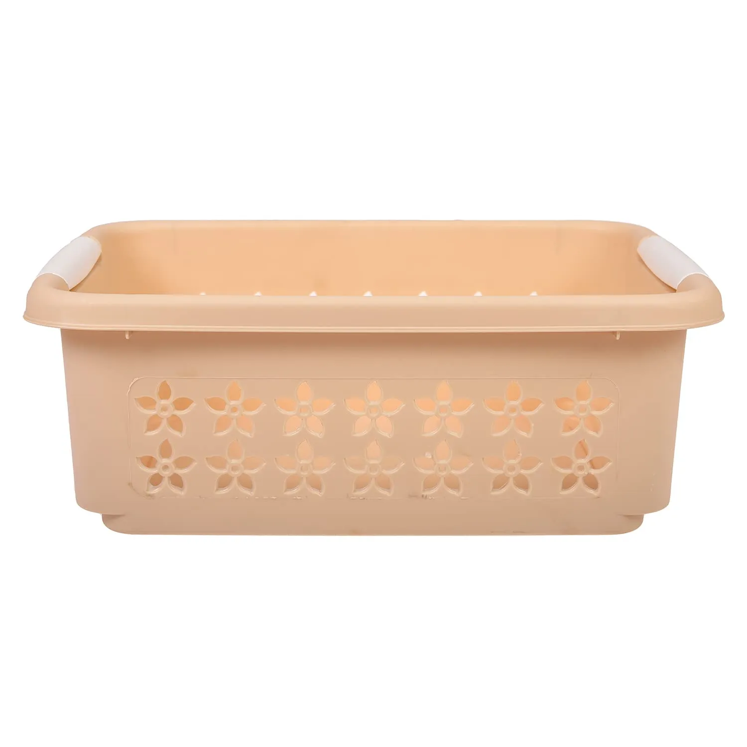 Kuber Industries Multipurpose Rectangle Shape Plastic Storage Basket for Kitchen, Fruit Basket, Office Table, Storage Organizer Small Pack of 3 (Beige)