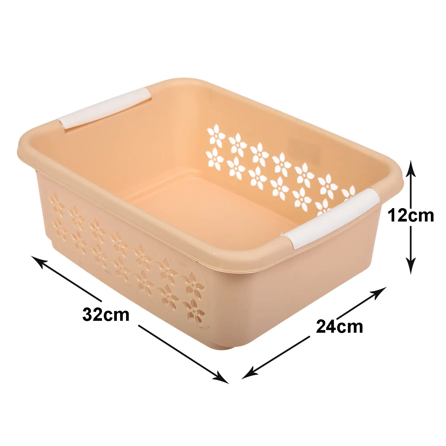 Kuber Industries Multipurpose Rectangle Shape Plastic Storage Basket for Kitchen, Fruit Basket, Office Table, Storage Organizer Small Pack of 3 (Beige)