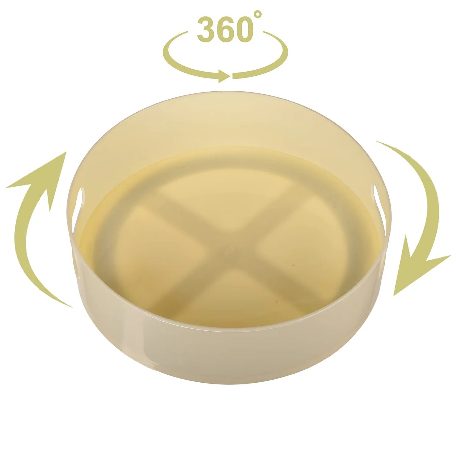 Kuber Industries Rotating Tray|Plastic 360° Rotating Lazy Susan Organizer|Rotating Bathroom Vanity Tray|Skincare Organizers|Counter Organizer (Cream)