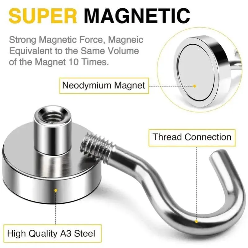 Magnetic Hooks, 8 Lbs Heavy Duty Earth Magnets with Hooks for Cruise Cabin, 8Pcs Strong Cruise Magnetic Hooks for Hanging, Metal Magnetic Hanger for Grill, Fridge, Kitchen