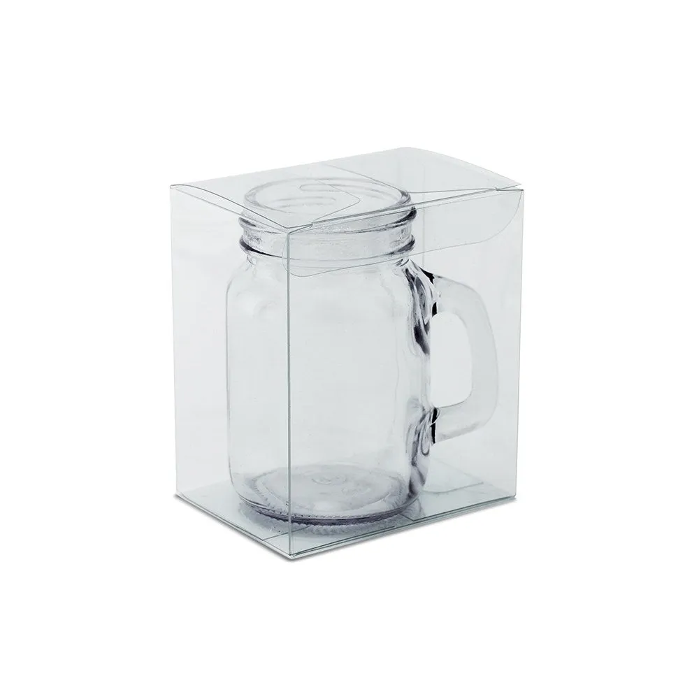 Mason Jar 4-oz Shot Glass Clear Plastic Gift Box 3" x 2" x 3" - Pack of 10