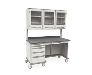 Metro SXRMWTK36EOH2 Starsys Triple Kneewell Mobile WorkCenter with epoxy Resin Top, 28.6" x 63.2" x 36.5"