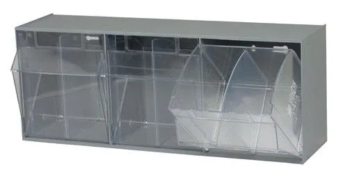 Quantum QTB303 Clear Tip Out Bin with 3 Compartments, 23.63" x 7.75" x 9.5"