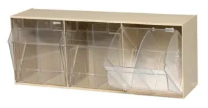 Quantum QTB303 Clear Tip Out Bin with 3 Compartments, 23.63" x 7.75" x 9.5"