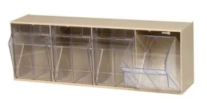 Quantum QTB304 Clear Tip Out Bin with 4 Compartments, 23.63" x 6.63" x 8.13"