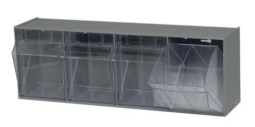 Quantum QTB304 Clear Tip Out Bin with 4 Compartments, 23.63" x 6.63" x 8.13"