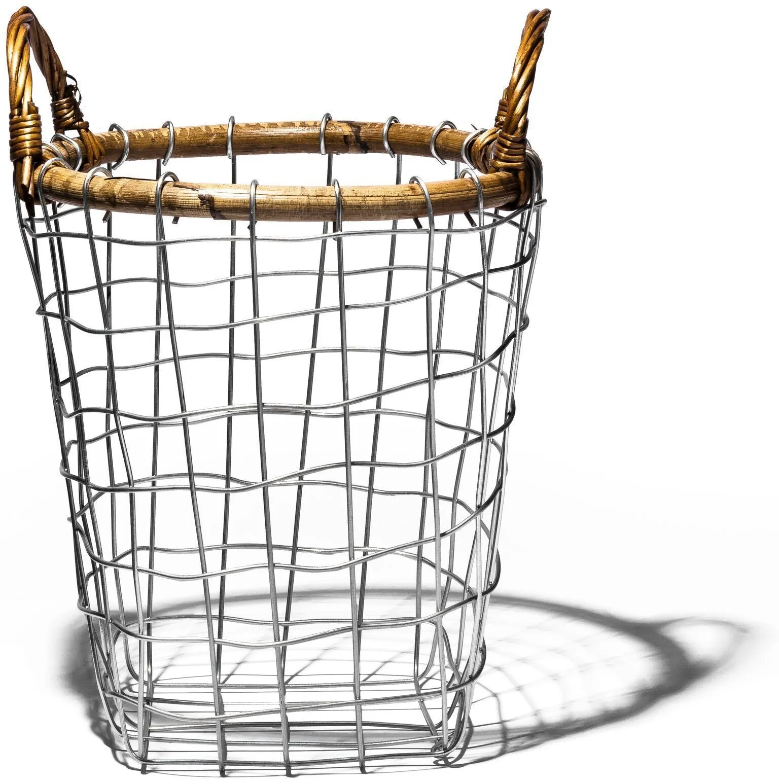 RATTAN TOP WIRE BASKET - SMALL